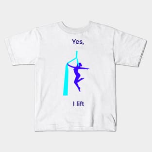 Aerial silks woman in blue, funny quote Kids T-Shirt